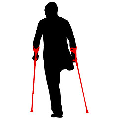 Image showing Silhouette of disabled people on a white background. illustration