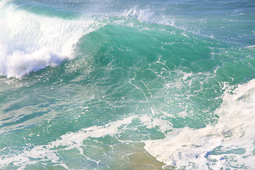 Image showing Sea surf great wave break on coastline