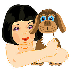 Image showing Girl with dog