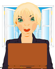 Image showing Girl in office