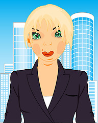 Image showing Girl in suit on background of the city