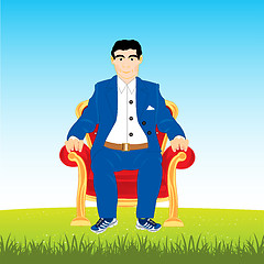 Image showing Man in easy chair on glade