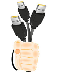 Image showing Cables with connector in hand