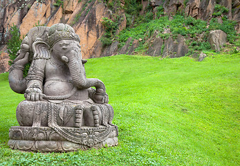 Image showing Ganesha statue in a beautiful mountain garden