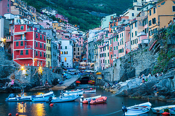 Image showing Riomaggiore in Cinque Terre, Italy - Summer 2016 - Sunset Hour