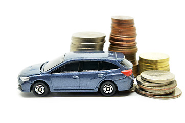 Image showing Car finance with money stack