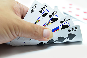 Image showing Royal flush of spade