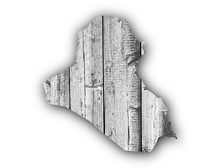 Image showing Map of Iraq on weathered wood