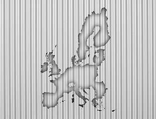 Image showing Map of the EU on corrugated iron