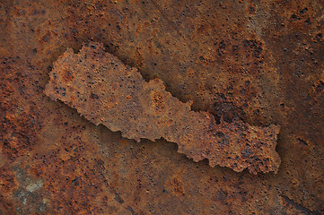 Image showing Map of Nepal on rusty metal