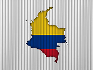 Image showing Map and flag of Colombia on corrugated iron