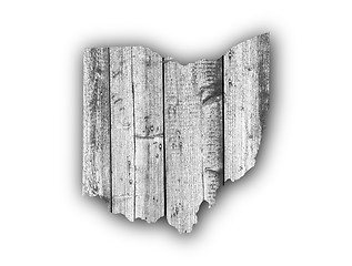 Image showing Map of Ohio on weathered wood