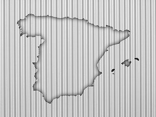 Image showing Map of Spain on corrugated iron