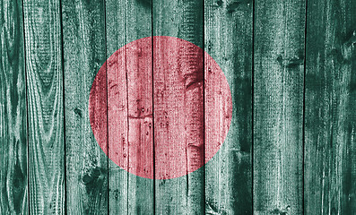 Image showing Flag of Bangladesh on weathered wood