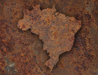 Image showing Map of Brazil on rusty metal