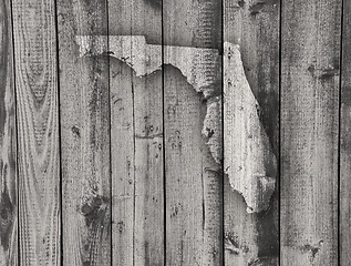 Image showing Map of Florida on weathered wood