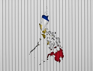 Image showing Map and flag of the Philippines on corrugated iron