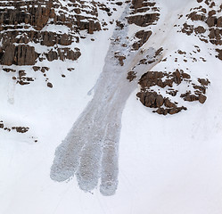 Image showing Snowy rocks and avalanche