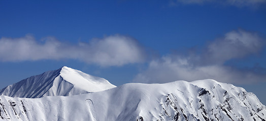 Image showing Panoramic view on mountains with trace of avalanche