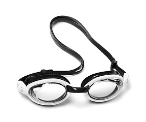 Image showing Black and white goggles for swimming