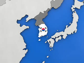 Image showing South Korea on globe