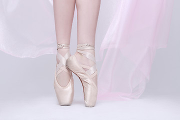 Image showing Dancer In Pink Pointe Shoes Using Proper Technique