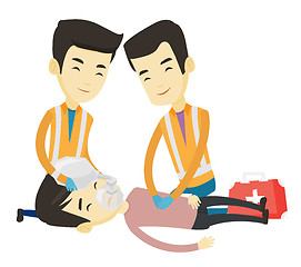 Image showing Paramedics doing cardiopulmonary resuscitation.