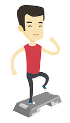 Image showing Man exercising on stepper vector illustration.