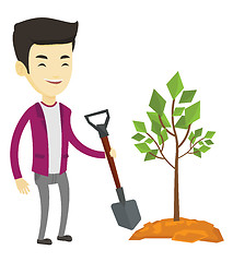 Image showing Man plants tree vector illustration.