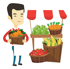 Image showing Greengrocer with fruits and vegetables.