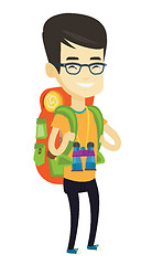 Image showing Cheerful traveler with backpack.