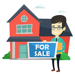 Image showing Young asian realtor offering house.