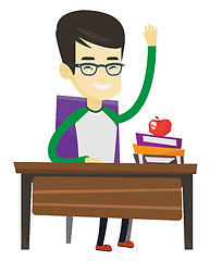 Image showing Student raising hand in class for an answer.