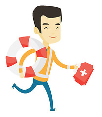 Image showing Paramedic running with first aid box.