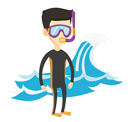 Image showing Young scuba diver vector illustration.