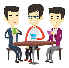 Image showing Group of men drinking hot and alcoholic drinks.