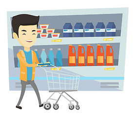 Image showing Customer with shopping cart vector illustration.