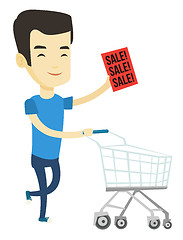 Image showing Man running in a hurry to the store on sale.