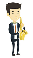 Image showing Musician playing on saxophone vector illustration.
