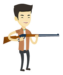 Image showing Hunter ready to hunt with hunting rifle.