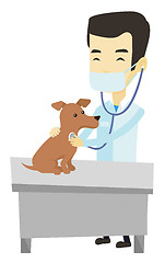 Image showing Veterinarian examining dog vector illustration.