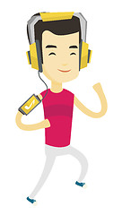 Image showing Man running with earphones and smartphone.