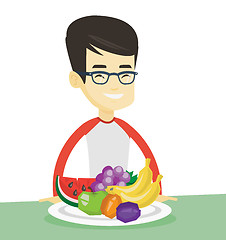 Image showing Man with fresh fruits vector illustration.