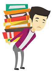 Image showing Student with pile of books vector illustration.