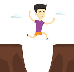 Image showing Sportsman jumping over cliff vector illustration.