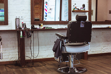 Image showing Vintage chair in barbershop