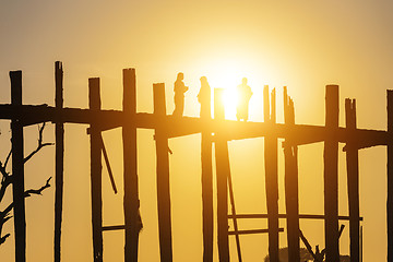 Image showing U bein bridge sunset