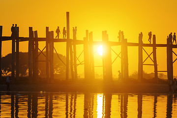 Image showing U bein bridge sunset