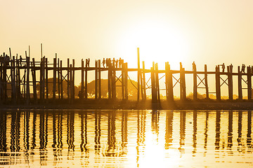 Image showing U bein bridge sunset