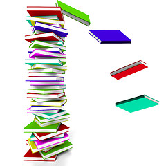 Image showing Stack Of Books With Some Falling Representing Learning And Educa